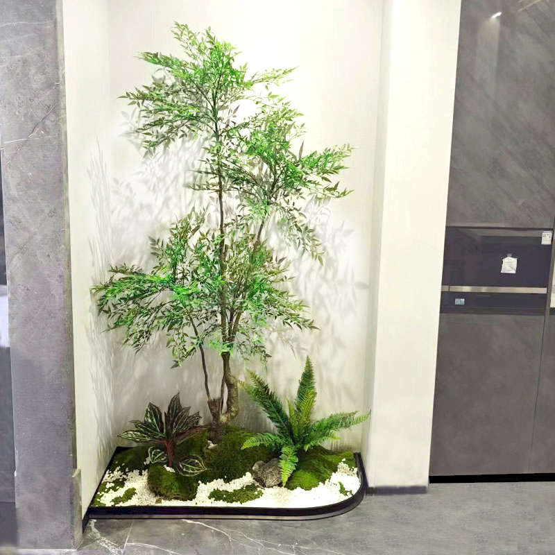 仿真植物造景商场橱窗装饰绿植玄关阳台楼梯角落微景软装组合摆件