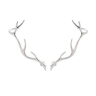 DifferentYoung挂耳骨夹耳钉一体式耳环女鹿角纯银耳饰生日礼物