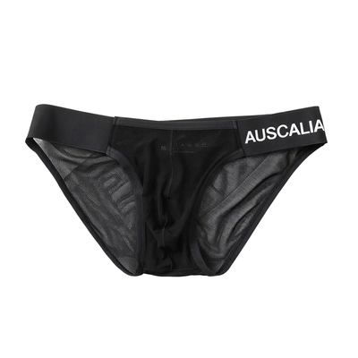 男士低腰三角内裤网纱半透明性感