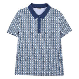 米兰登中老年妈妈装2025年夏季新款POLO领印花T恤衫女短袖上衣薄