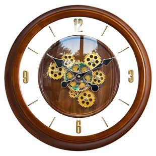 实木中式挂钟客厅家用时钟表大气艺术装饰挂墙表2025新款轻奢高级