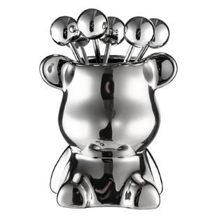 onlycook高级感小熊水果叉套装家用不锈钢小叉子儿童水果签甜品勺