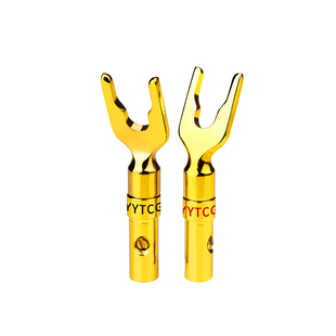 hifi喇叭线Y插功放音响纯铜镀金插头端子免焊接U型音箱音频接线头