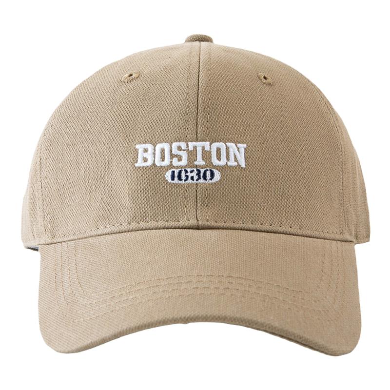 Boston's美式复古校园棒球帽鸭舌帽酒红色刺绣大头围baseball cap