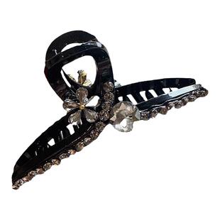 闪亮水晶花朵刘海碎发抓夹韩国气质轻奢高级感盘发大号鲨鱼夹发夹