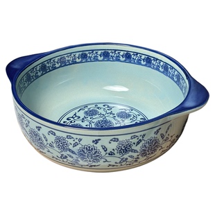 陶瓷9.5英寸青花瓷家用双耳大汤碗水煮鱼碗大盆碗酸菜鱼小汤面碗