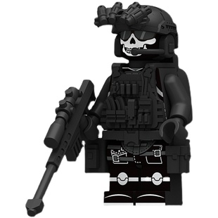 中国积木军事特种兵人仔士兵模型警察小人偶儿童拼装男孩拼图玩具