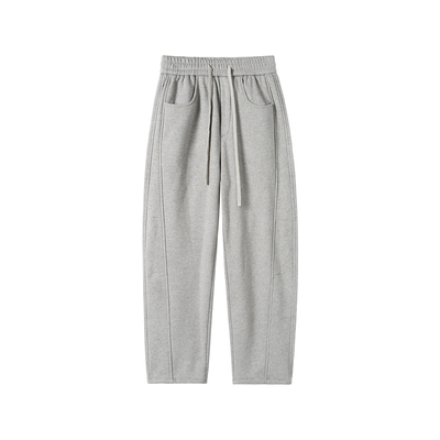 NYHSUGOO/南乙冬季松紧腰窄版重磅加绒加厚卫裤55051男士休闲裤