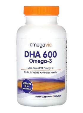 OmegaVia高纯度全DHA600深海鱼油支持大脑眼和产前健康