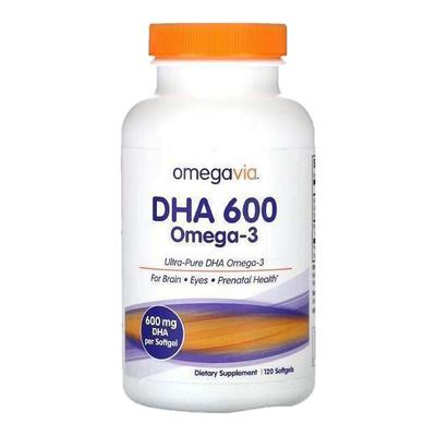 OmegaVia高纯度全DHA600深海鱼油支持大脑眼和产前健康