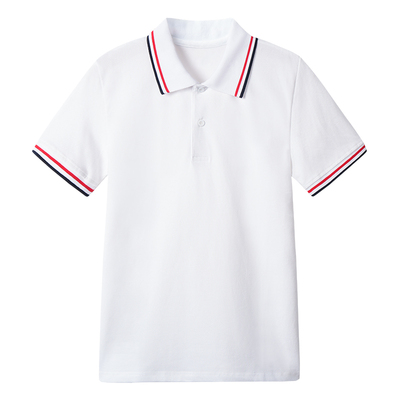 儿童条纹纯白色polo衫短袖