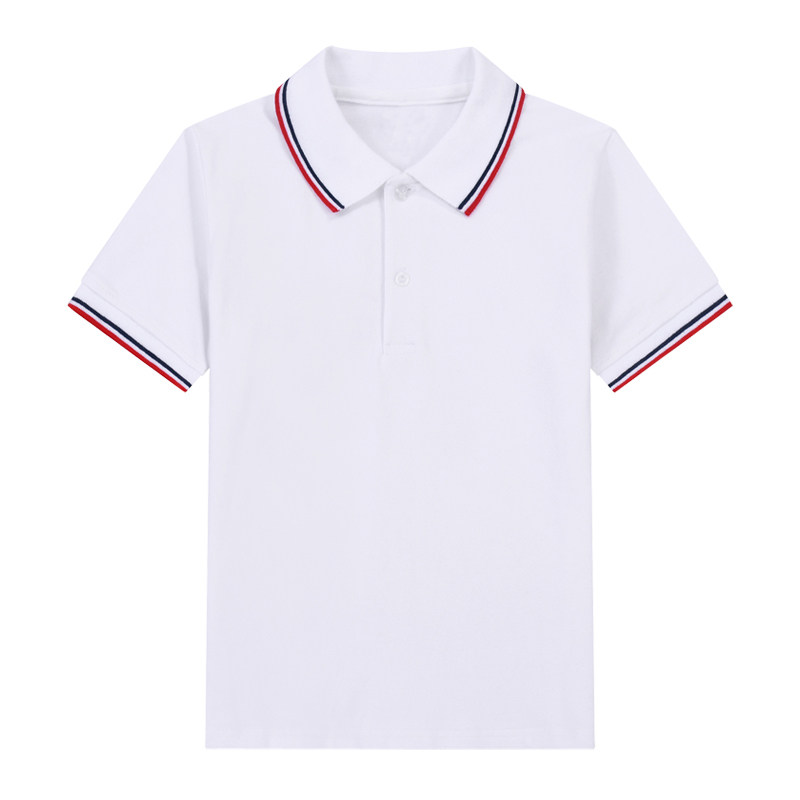 男童短袖白色polo衫小学生校班服