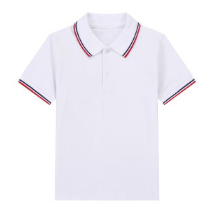 男童短袖polo衫小学生校服中大儿童白色翻领T恤女童毕业班服夏季