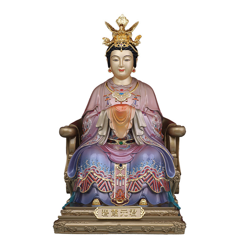 彩绘贴金碧霞元君泰山奶奶铜像