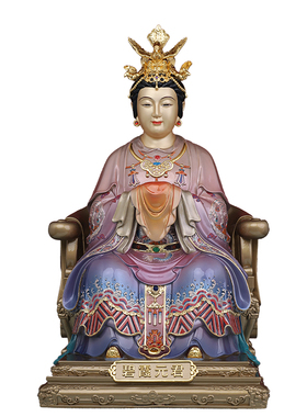 彩绘贴金碧霞元君泰山奶奶铜像