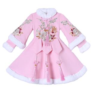 女童2025冬季新款汉服唐装中国风洋气儿童装古风旗袍公主裙拜年服