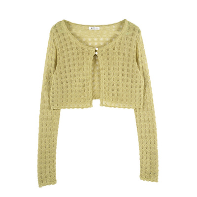 A21女装合体圆领开胸毛织外套