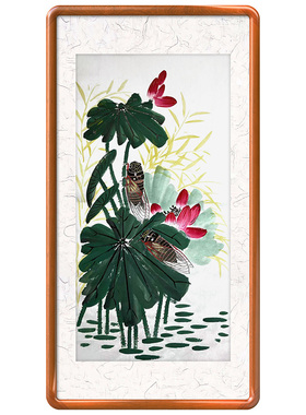 知了画定制 传统手绘水墨荷花画 荷叶图 蝉的画 中式一鸣惊人挂画