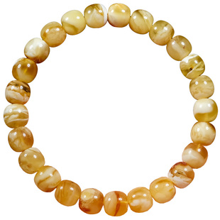 微瑕正品蜜蜡手串女款 老型桶珠 俄料鸡油黄白花琥珀蜜蜡手链男款