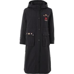 渔服饰冬装女2023年新款过膝长款刺绣花带帽冬季棉衣外套FGFD4031