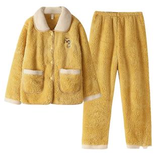 睡衣女冬季珊瑚绒加厚加绒保暖女款秋冬法兰绒甜美冬款家居服套装