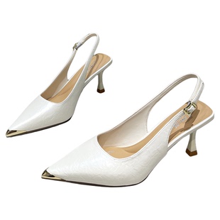 7cm高跟包头凉鞋女2026新款夏外穿配裙子金属头法式气质后空单鞋