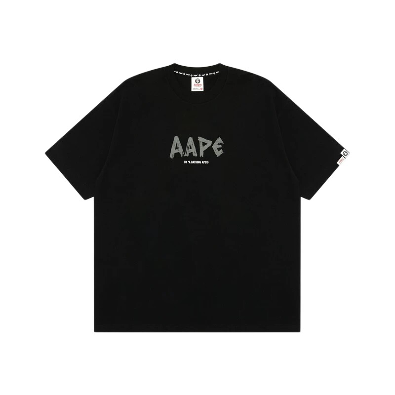 Aape旗舰店男装秋冬铁丝网字母涂鸦猿人简约舒适短袖T恤10036XR