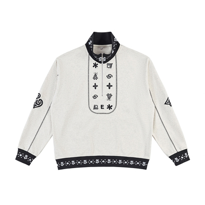 Eu立领半拉链开胸刺绣卫衣