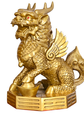 【送礼首选】黄铜麒麟八卦财富