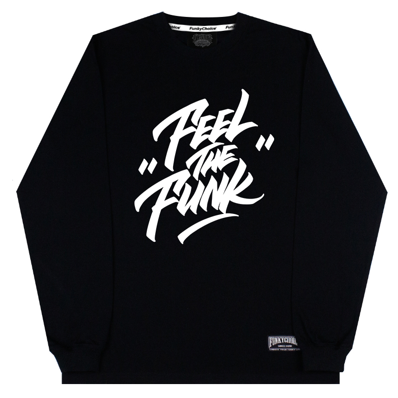 FunkyChoice涂鸦字母印花长袖重磅纯棉小领口街舞Feel The Funk