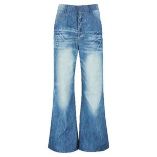 BJHG不计后果美式渐变休闲裤子女款春季潮宽松阔腿仿牛仔微喇长裤