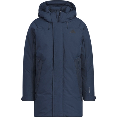 滔搏adidas阿迪达斯男子户外运动保暖中长款连帽羽绒服外套KC2514