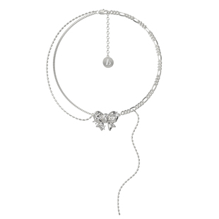 BOONEE项链女小众设计感蝴蝶结吊坠配饰颈链锁骨链