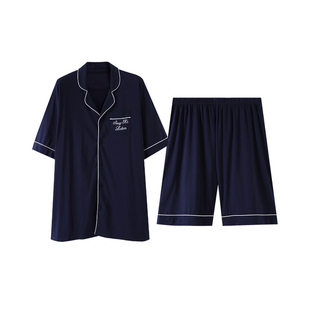 大码丝绸睡衣男夏季加肥加大长袖冰丝胖子特大号家居服宽松200斤