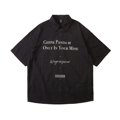 韦恩泽维尔翻领短袖休闲印花衬衫