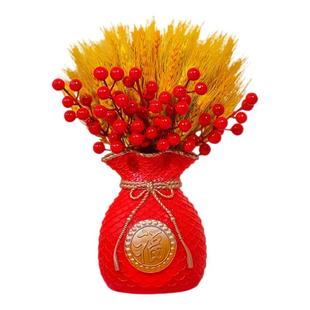 金黄麦穗福瓶摆件开业大麦婚庆乔迁干花发财果春节桌面客厅仿真花