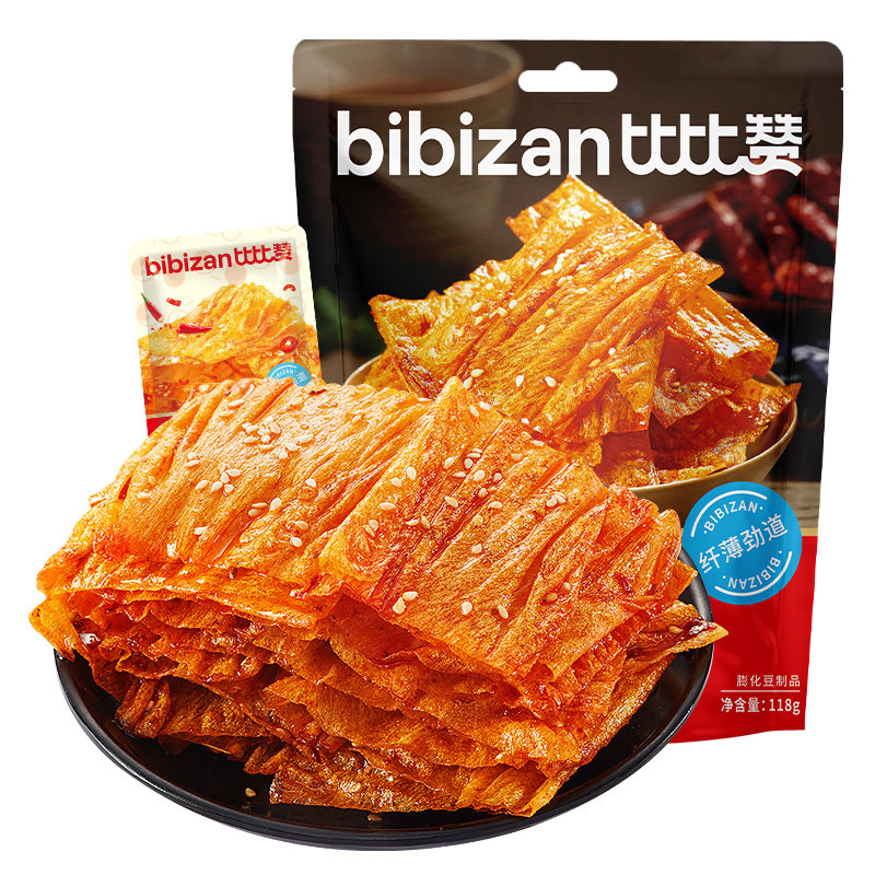 比比赞手撕豆皮辣条麻辣味零食小吃网红湖南特产辣片怀旧休闲食品