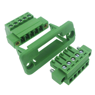 穿墙免焊固定面板15EDGWC3.81mm带法兰2绿色对插拔三件套接线端子
