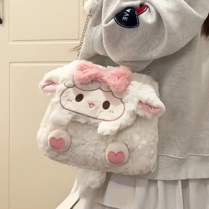 小羊毛绒包包女斜挎包可爱单双肩包秋冬季学生ins小众背包毛茸茸