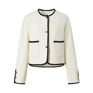 商场同款 摩萨克冬绵羊毛白鸭绒90撞色羽绒薄棉服外套女