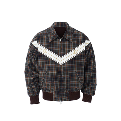 酒红复古格纹双面穿进口羊毛夹克