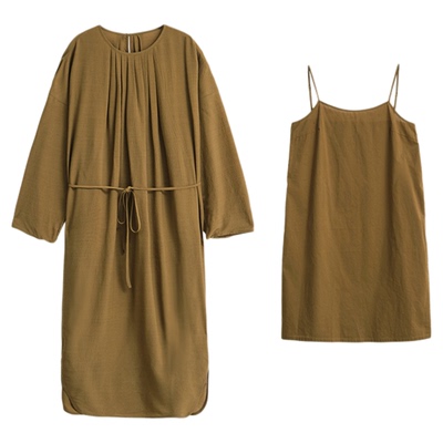 绵羊毛真丝宽松连衣裙（含吊带）