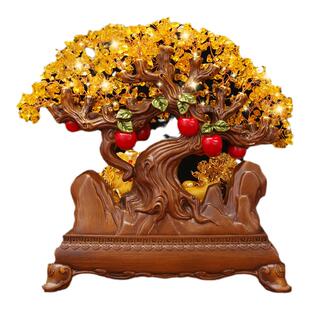 招财金蟾摆件黄水晶摇钱树发财树客厅酒柜装饰乔迁开业礼品金白菜