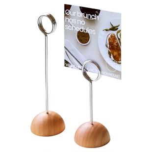 实木金属夹价格牌餐桌立牌夹菜品标签夹桌面展示牌商品标价牌台卡价签夹卡片展示架价目表小台签席位卡夹立式