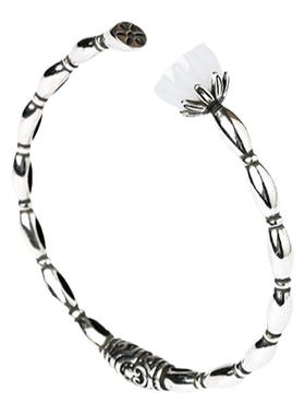 抖音快手同款配饰仿和田玉莲蓬手镯电镀泰银做旧复古莲藕仙女手环