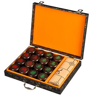 象棋中国象棋实木带棋盘儿童成人送礼高档便携式棋盘桌黑檀红花梨