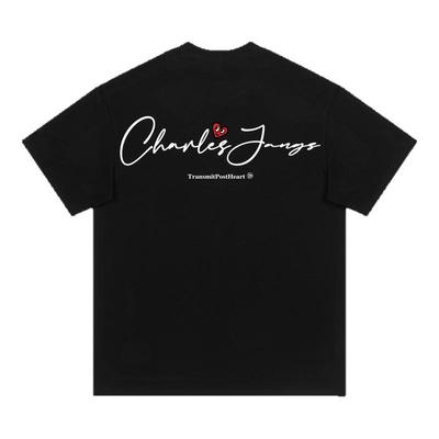 查尔斯桃心美式手写字母短袖T恤