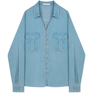 芮鸽大码女装复古港风爆款外套女韩版宽松上衣轻奢高级感牛仔衬衫