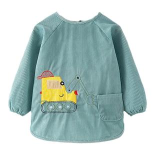 大童春秋冬大码罩衣宝宝吃饭长袖反穿衣女孩防水防脏围裙加大护衣