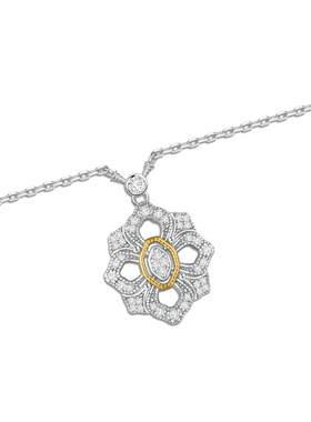 意式复古满钻镂空四叶草项链女92